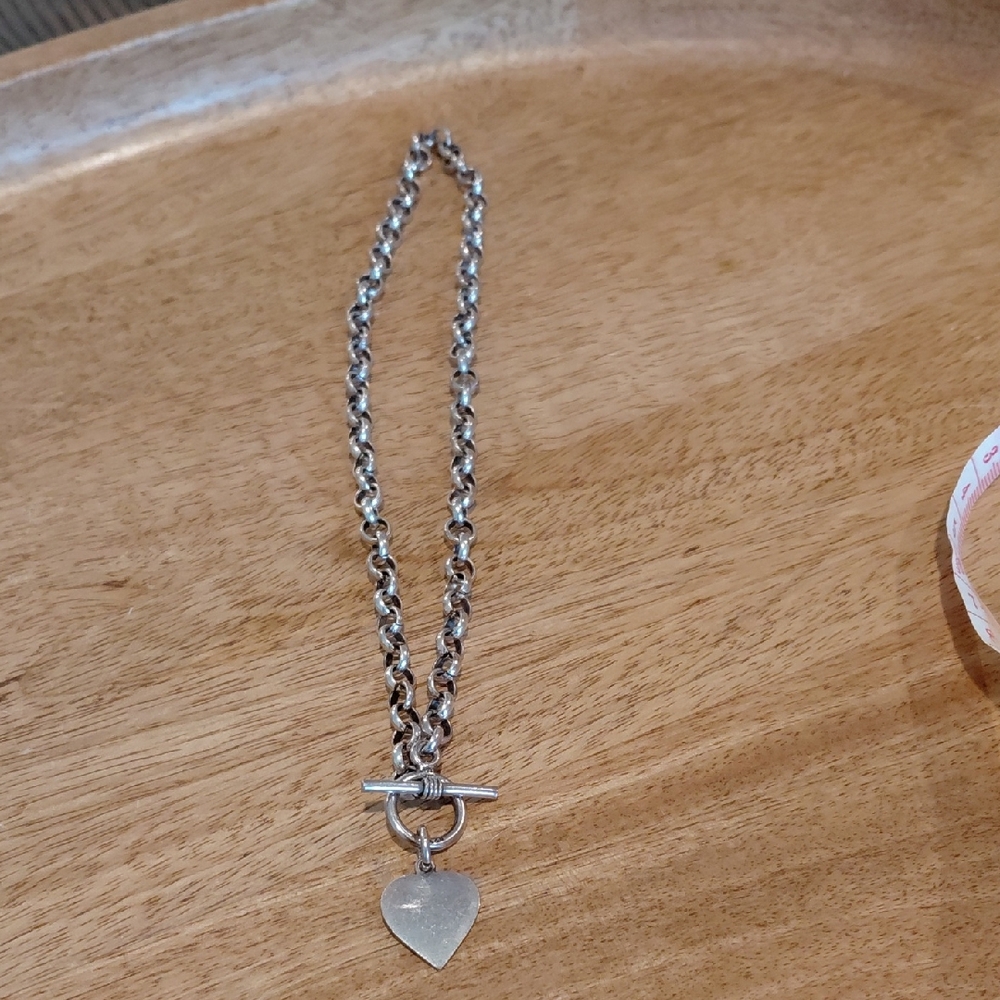Sterling Silver Heart Toggle Necklace - Silver